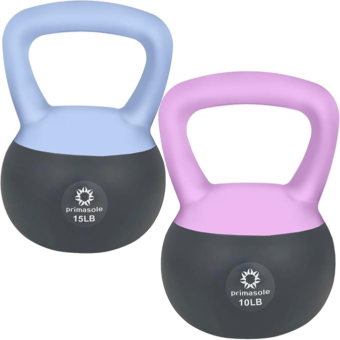 Primasole Soft Kettlebell 10.15lbs & Kettlebell Set Shook Resistance base. Anti Slip hand Kettlebell weights for Women and Men -Home workout Kettlebells dumbbells for strength and safety.
