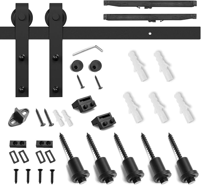 SMARTSTANDARD 6 FT Sliding Barn Door Soft Close Hardware Kit - 5 ft-10 ft, Smoothly and Quietly-Single Door-Invisible Design-Includes Step-by-Step Manual-Fit 36" Door Panel (J Shape)