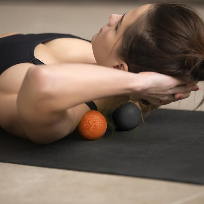 2-Pack Firm Lacrosse Massage Balls- for Deep Tissue, Trigger Point & Myofascial Release Therapy, Relieve Muscle Knots (Orange&Black)