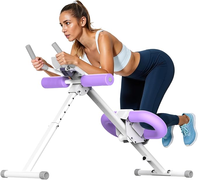 OWLSKY Ab Machine, Adjustable Ab Trainer Machine for Abs Workout at Home Gym, Foldable, Knee Protection, LCD Monitor, Device Holder, 400 LBS,Abdominal Trainer for Stomach Workout