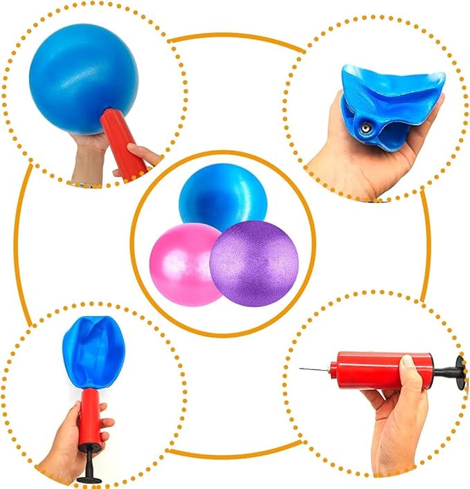 Mini Pilates Exercise Yoga Ball, 6 Inch Small Inflatable Exercise Yoga Ball,Core Training and Physical Therapy Equipment, with Pump