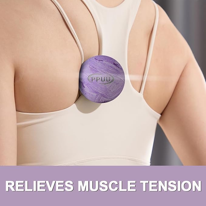 Massage Lacrosse Ball for Myofascial & Trigger Point Release, Muscle Knots, Yoga Therapy – Improves Joint Mobility & Relieves Pain – Shoulder, Back, Plantar Fascia, HIPS – 2.5-Inch Purple-02 Rubber
