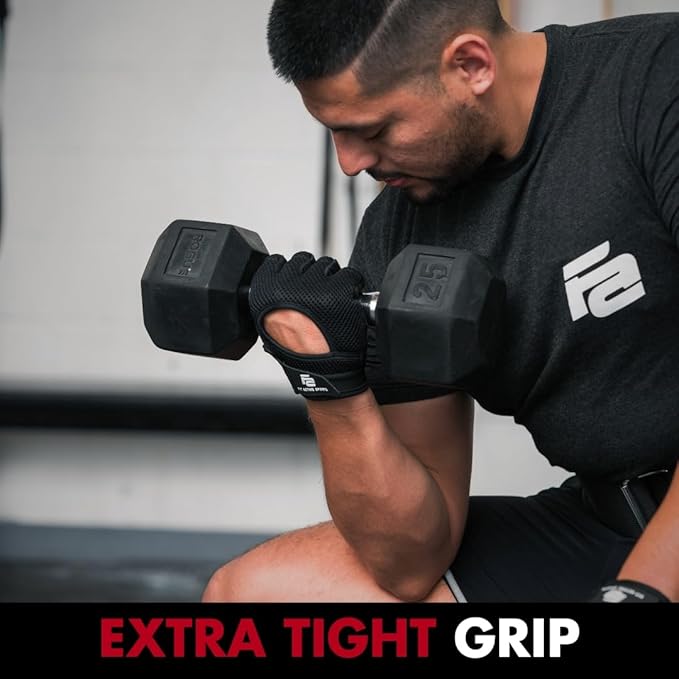 Fit Active Sports New Grip 2.0 Ventilated Weight Lifting Workout Gloves with Wrist Wraps for Gym Exercise, Weightlifting, Pull Ups - for Men & Women