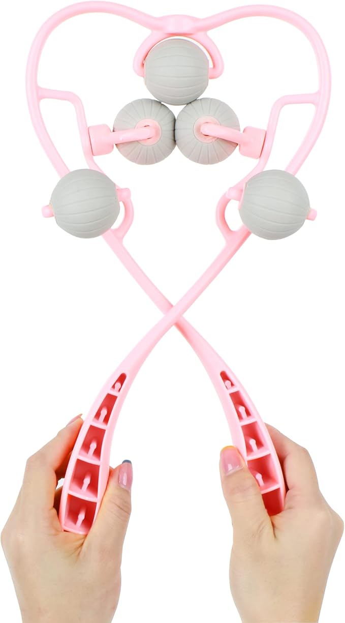 U Scinan Body Massage Pat Back Hammer Massage Tools Portable Massager Clap Stick for Shoulder Neck Foot (Pink(5 Heads))