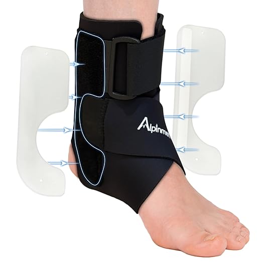 Ankle Brace for Men & Women, Compression Ankle Support Brace with Dual-Sided Plastic Stabilizers, Adjustable X-Strap & Open Heel for Sprain Recovery, Foot Discomfort, Sports & Daily Use 1 Pack