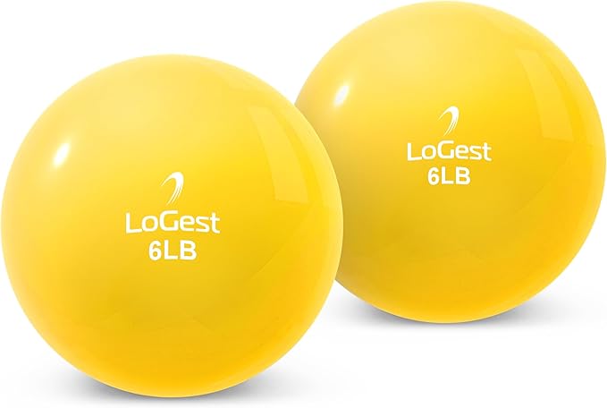Logest Weighted Toning Exercise Balls Pair - Round Shape Medicine Ball - 1LB 2LB 3LB 4LB 5LB 6LB Available - Toning Muscle for Men & Women