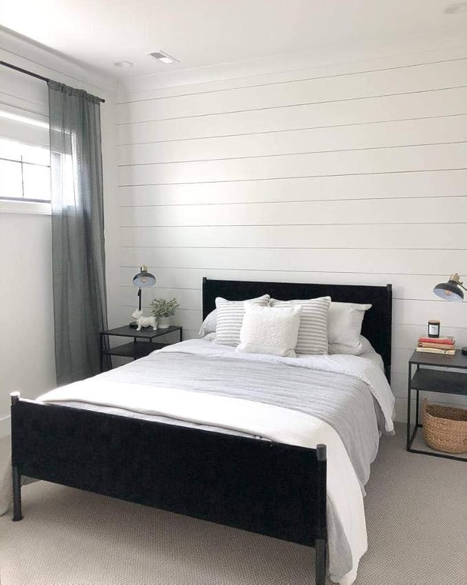 Luxdecor Real Wood Planks for Wall- White Shiplap Boards 5" Peel and Stick Shiplap Boards 10 Pieces Wall Shiplap Planks Board 12.5 Sq Ft