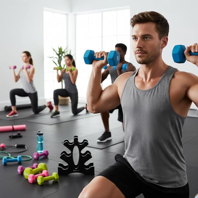 Dumbbell Rack Stand - 3 Tier Compact Weight Storage Organizer for Small Hand Weights, Neoprene & Vinyl Dumbbells - Portable Heavy Duty PP Plastic Weight Holder for Home Gym, Office, Exercise,9x8.8x3.3in (Dumbbells Not Included)