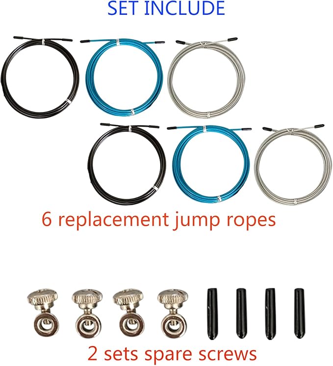 Replacement Cable for Speed Jump Rope, 6pcs 10ft Stainless Steel Wire with Polymer Coating for High Speed Jump Ropes.OD:2.5mm