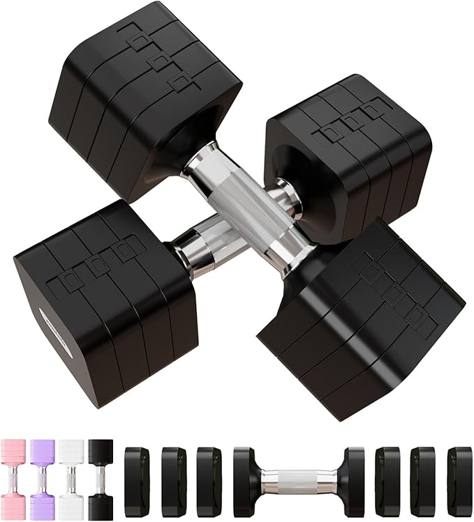 15LB 20LB 30LB 40LB 50LB Adjustable Dumbbell Set Free Weights Dumbbells Set for Women Men Hand Weights Sets Adjust Dumbbell Weight Sets for Home Gym Exercise Workout Strength Training Equipments