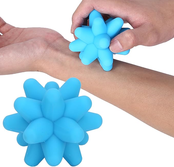1PCS Spiky Massage Ball, 80mm Silicone Trigger Point Massage Ball, Blue Fascia Balls for Reaction Training, Massage