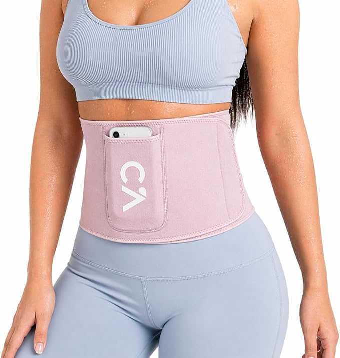Waist Trimmer Belt for Men & Women – Silver Ion Sweat Belt, Anti-Slip Sauna Trainer, With Pocket & Precision Fit