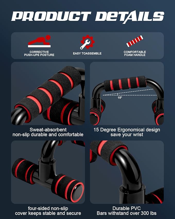 Ergonomic Push Up Bars (2 Pack) - Portable Push Up Handles for Men & Women, Ideal for Home, Gym, or Floor Workouts – Deep Muscle and Strength Training