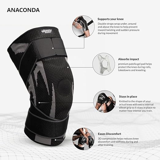 Anaconda Fightwear Stabilizer Knee Brace (Medium) - Compression Support Sleeve with Spring Stabilizers for Shock Absorption & Joint Health - Fits Left or Right Leg - Ideal for Athletes - 2 Pack