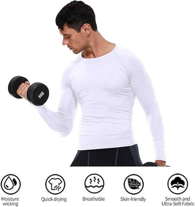 SPVISE 1 or 3 Pack Men's Compression Shirts Long Sleeve Workout Gym T-Shirt Running Top Cool Dry Sports Baselayer Undershirts