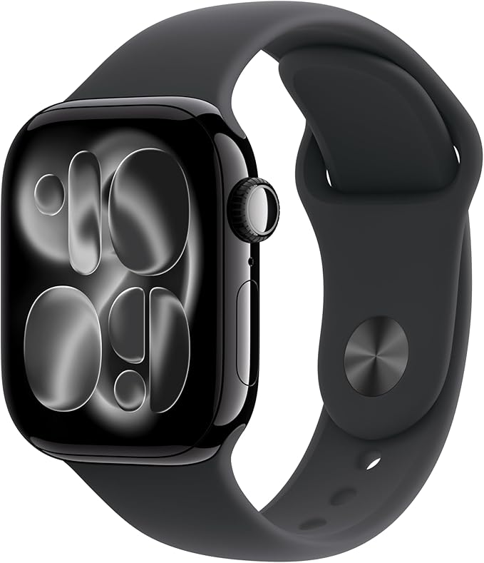 Apple Watch Series 11 [GPS + Cellular 42mm] Smartwatch with Jet Black Aluminum Case with Black Sport Band - S/M. Sleep Score, Fitness Tracker, Health Monitoring, Always-On Display, Water Resistant