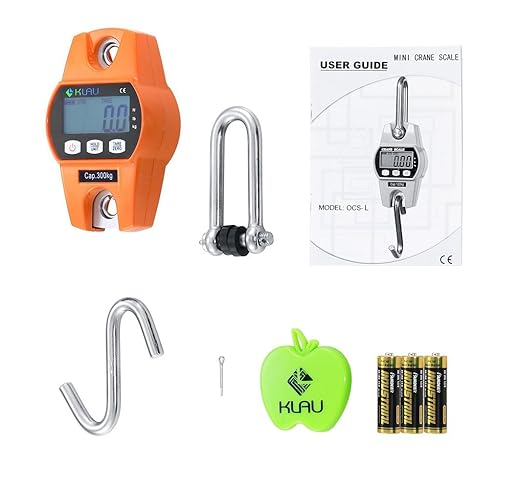 Klau Digital Hanging Scale High Precision Sensor 300 kg / 600 lb OCS-L Heavy Duty Industrial Crane Scales Smart Hoist Orange for Home Indoor Farm Factory Hunting Outdoor
