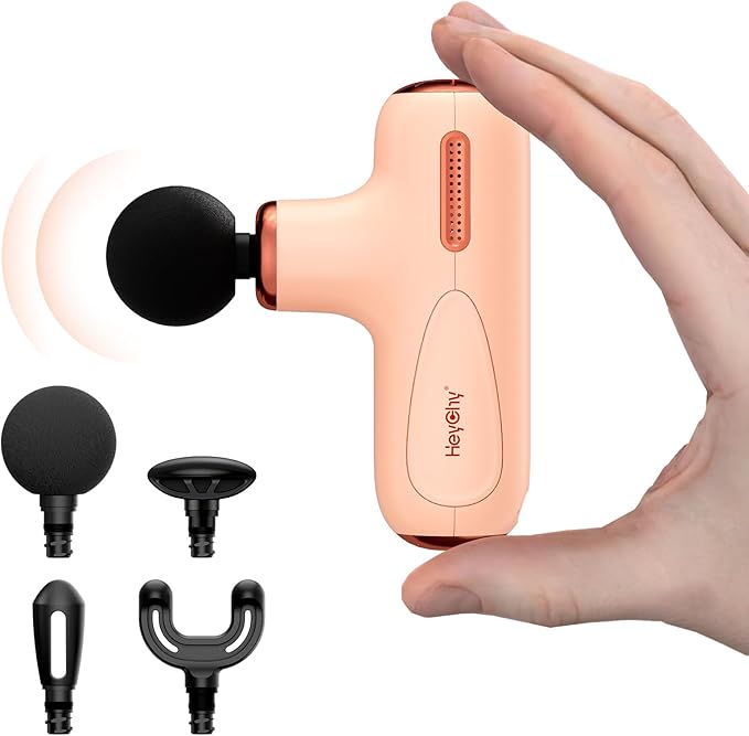 Super Mini Massage Gun Deep Tissue, Portable Handheld Muscle Massager with 5 Speed & 4 Heads for Athletes, Men & Women Muscle Recovery, Percussion Massager Quiet for Home, Gym, Office, Travel, Cream