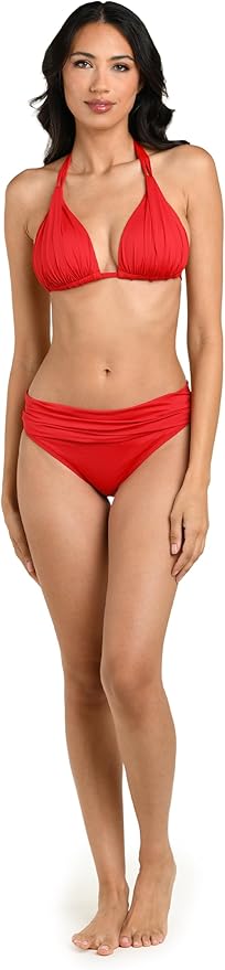 Island Goddess Rouched Halter Bikini Swimsuit Top
