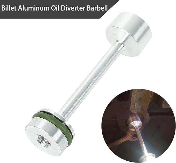 BLACKHORSE-RACING LS Billet Aluminum Oil Diverter Barbell & Oil Valve Plug & Oil Pickup Tube Hold Down Kit Compatible with GM Gen III & IV LS Engines