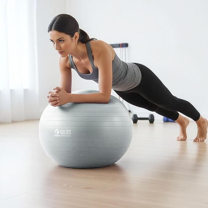 Gruper Yoga and Pilates Ball,4 Sizes 15 inch-30 inch Gym Ball for Fitness, Yoga, Workout, Pregnancy and Physical Therapy,Quick Pump Included,Great as Yoga Ball Chair for Office or Home Gym Equipment