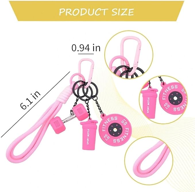 Fitness Gym Keychain Mini Dumbbell Weight Plate Sport Bottle Charm Motivational Gift for Gym Lovers Coaches Women Men