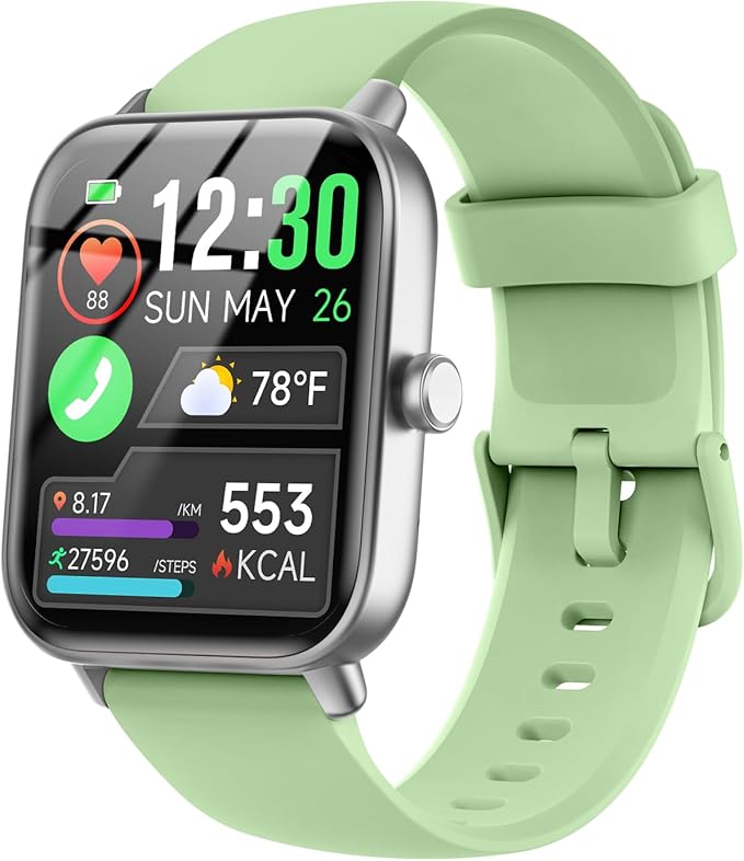 Smart Watches for Women/Men, Smart Watch for Android Phones and iPhone Compatible, Alexa Built-in, 1.8" Fitness Watches for Women, IP68 Waterproof /Bluetooth Call, Heart Rate/Sleep Monitor, Green