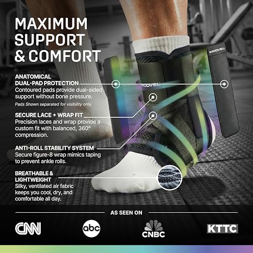MODVEL Slim Lace Up Ankle Brace, Adjustable Ankle Braces for Men, Ankle Brace for Women, Ankle Support for Women – Figure 8 Ankle Brace Strapping with Soft Pads for Sprained Joint Stability Ankle Wrap