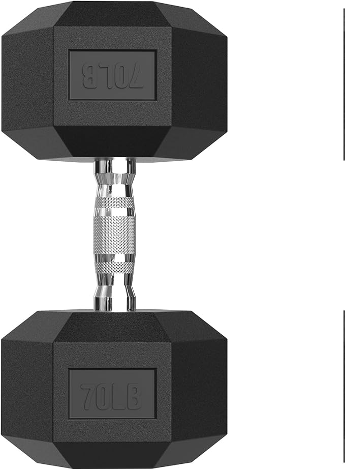 PAPABABE Hex Dumbbell Set with Rubber Grip 2.5-125lb, Odorless Rubber Coated Weight Fixed Dumbbells Set of 2, Weights for Women at Home, Hand Weights for Home Gym & Strength Training,Pesas Para Ejercicios