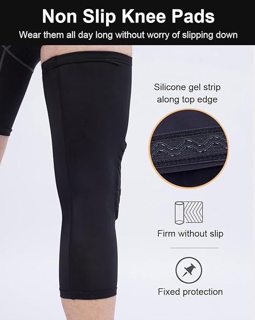 SUJAYU Basketball Knee Pads, 2 Pack Honeycomb Anti Collision Leg Compression Sleeves, Sports Sleeves for Wrestling Football Volleyball Soccer Skating (X-Large, Black)