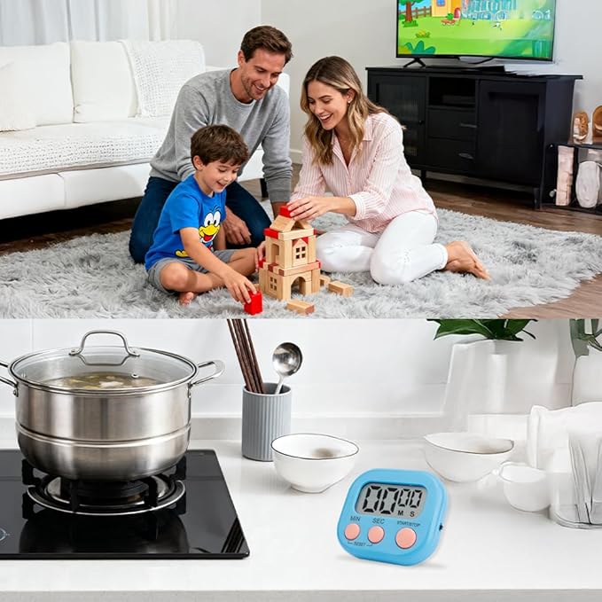 Digital Kitchen Timer, 6 Pcs Classroom Timers for Kids Teacher, Magnetic Countdown Minute Simple Timer for Cooking Study Exercise Game Baking Reading Gym Meeting Work Task Classroom (Blue/Green)