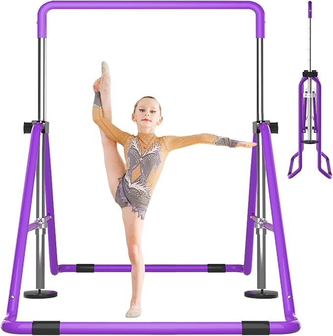 DOBESTS Kids Gymnastics Bar Folding Horizontal Bar, Adjustable Height Gymnastic Horizontal Bars, GymnasticTraining Equipment for Home