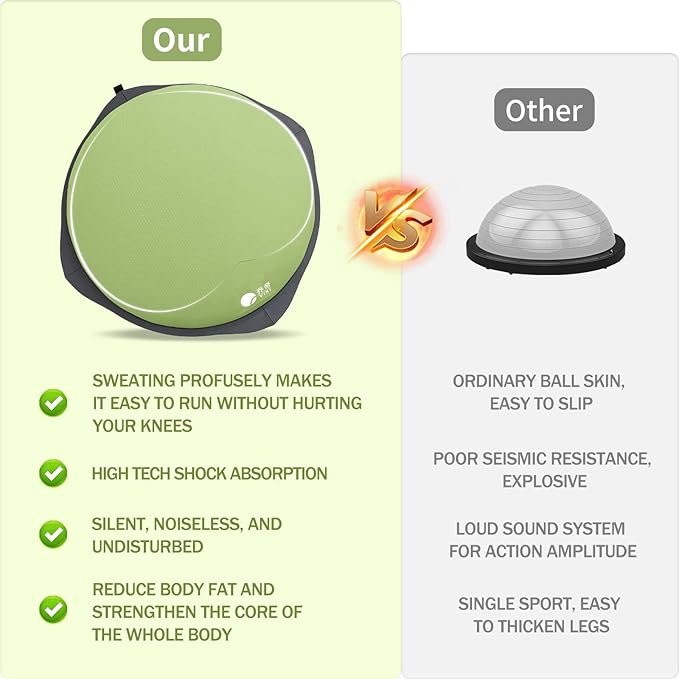 workout equipment for home，boso balancing ball，half ball balance trainer，core training equipment， 27.5 inch Yoga Exercise Ball for Home Gym Core Training Anti-Skid Surface (Green Heart-27.5'')
