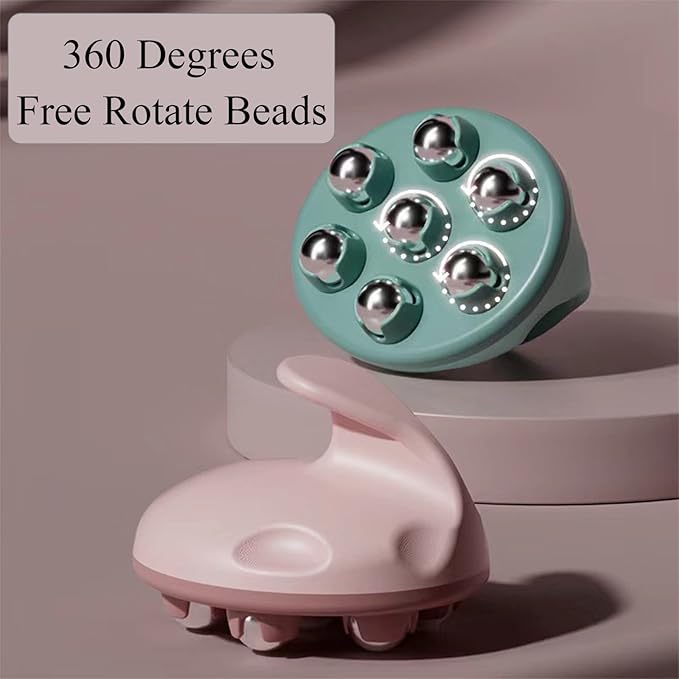 WMM 2 Pcs Hand Held Massager, Full Body Massage Tool with Roller Ball Massager Manual 360-degree-roller for Muscle Back Neck Joint Foot Shoulder Leg Pain Relief with Portable Design (Blue&Blue)