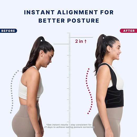 Fit Geno Back Brace Posture Corrector for Women and Men, Shoulder Straightener, Adjustable Full Back Support, Upper and Lower Back Pain Relief - Scoliosis, Hunchback, Hump, Thoracic, Spine Corrector