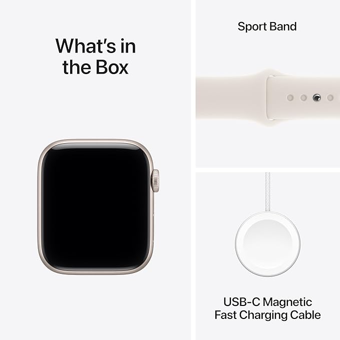 Apple Watch SE 3 [GPS + Cellular 44mm] Smartwatch with Starlight Aluminum Case with Starlight Sport Band - M/L. Fitness and Sleep Trackers, Heart Rate Monitor, Always-On Display, Water Resistant