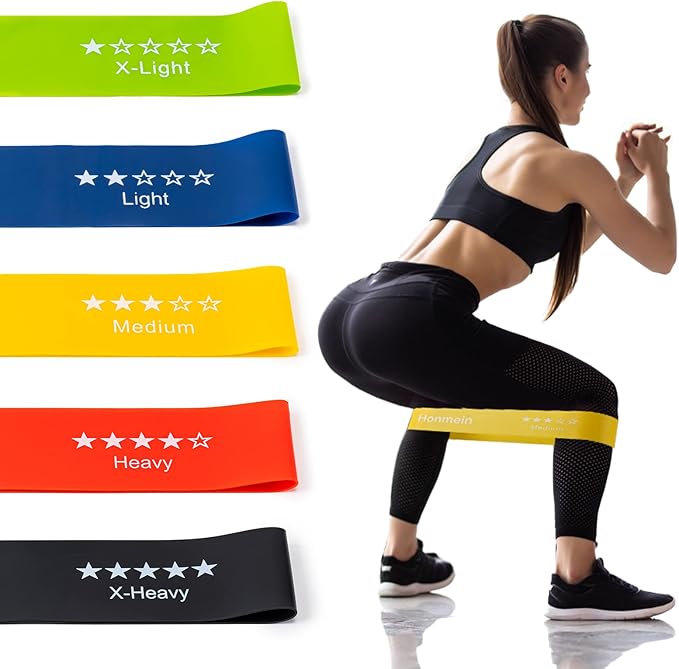 Honmein Resistance Bands for Working Out, Exercise Bands with 5 Resistance Levels Fit for Home Fitness, Strength Training, Natural Latex Resistance Band Include Instruction Guide and Carry Bag