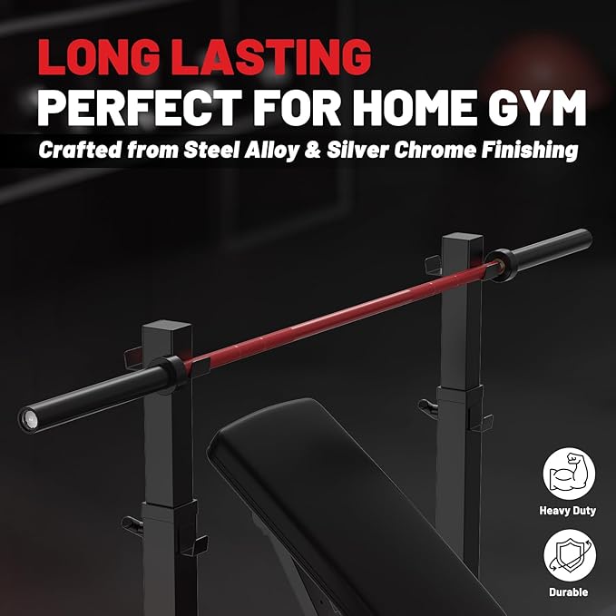 7FT Olympic Barbell 45 lb Barbell 2 INCH 1000lbs/1500lbs Capacity Olympic Bar with Moderate Knurling For Squats Curls Deadlifts