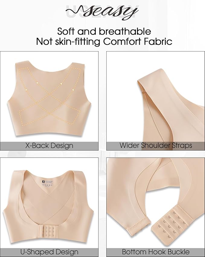 Front Closure Back Posture Corrector for Women Posture Correcting Adjustable Back Support for Women Bras Chest Shaper