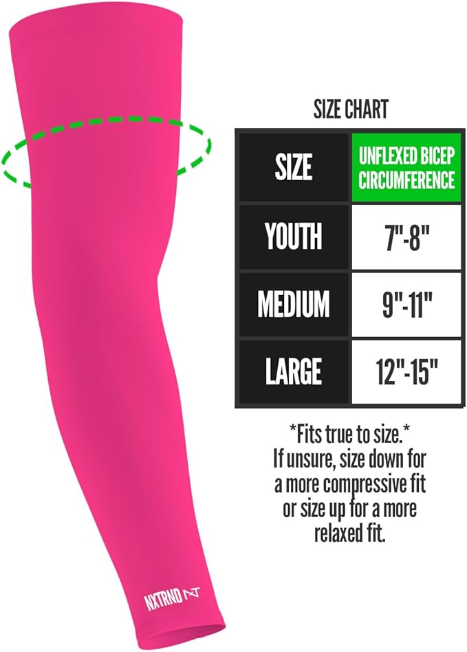 1 Pair Nxtrnd Compression Arm Sleeves for Men, Breathable Football, Basketball, Baseball Accessory, Adult & Kids