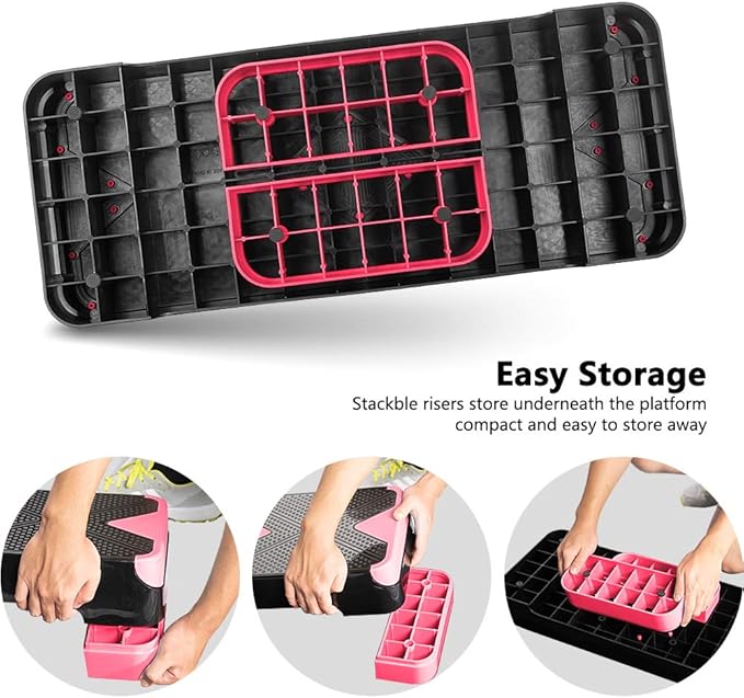 GYMMAGE Adjustable Workout Aerobic Stepper, Aerobic Exercise Step Platform with 2 Risers, Exercise Step Deck for Fitness, 26.5" Trainer Stepper with Non-Slip Surface Home Gym & Extra Risers Options