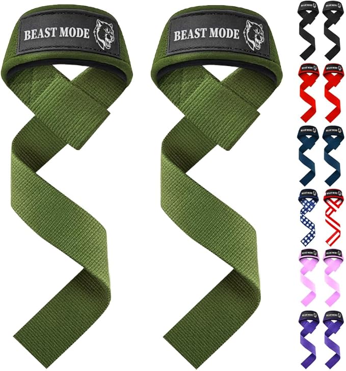 TECEUM Lifting Straps for Weightlifting Gym Strength Training - Wrist Straps with Neoprene Padded Cotton - Men & Women – Ideal for Powerlifting, Bodybuilding & Deadlifts
