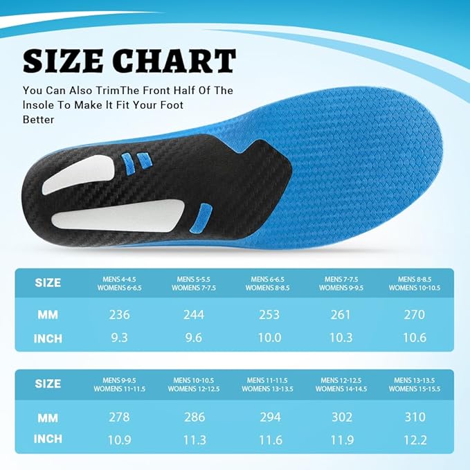 VALSOLE Plantar Fasciitis Insoles,210+ lbsHeavy Duty Support Pain Relief Orthotics,Insoles for Standing All Day,Work Boot Shoe Insole for Flat Feet,Orthotic Insoles for Men Women
