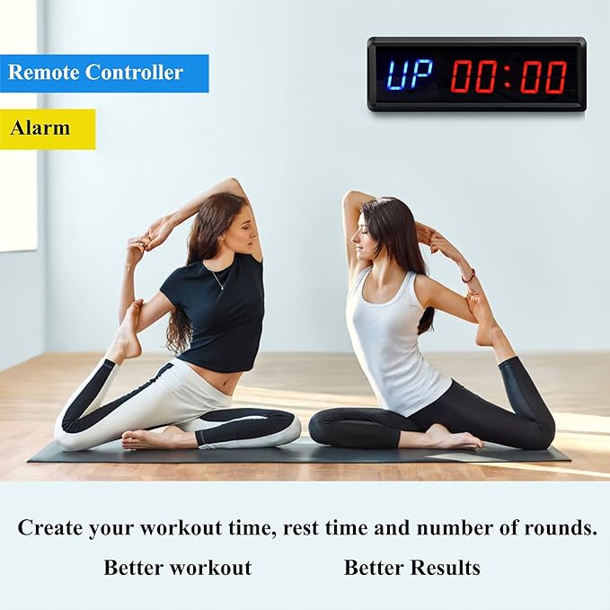 LED Interval Timer Count Down/Up Clock Stopwatch with Remote for Home Gym Fitness