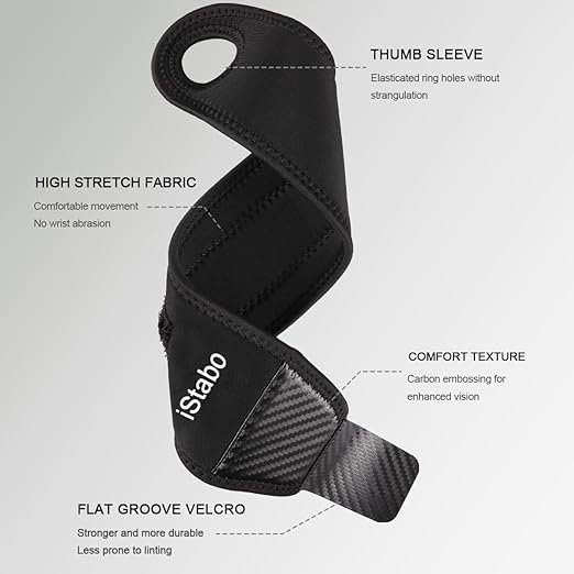 2 Pack Compression Wrist Support Brace, Gym Ulnar Wrist Wraps for Weightlifting, Fitness, Tendonitis, Carpal Tunnel Arthritis, Pain Relief, Adjustable Carbon Fiber Pattern Neoprene Wrist Straps Fit Left or Right Hand