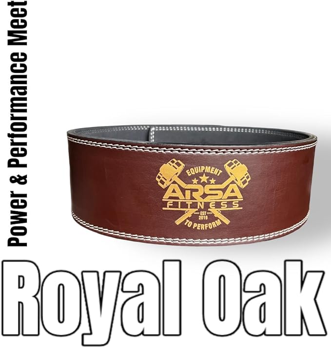 Arsa Fitness Weightlifting Adjustable Lever Belt for Men & Women Leather Weight Belt for Powerlifting Back Support Workout Deadlifts Squats 10MM Thickness 4" Width Royal Oak