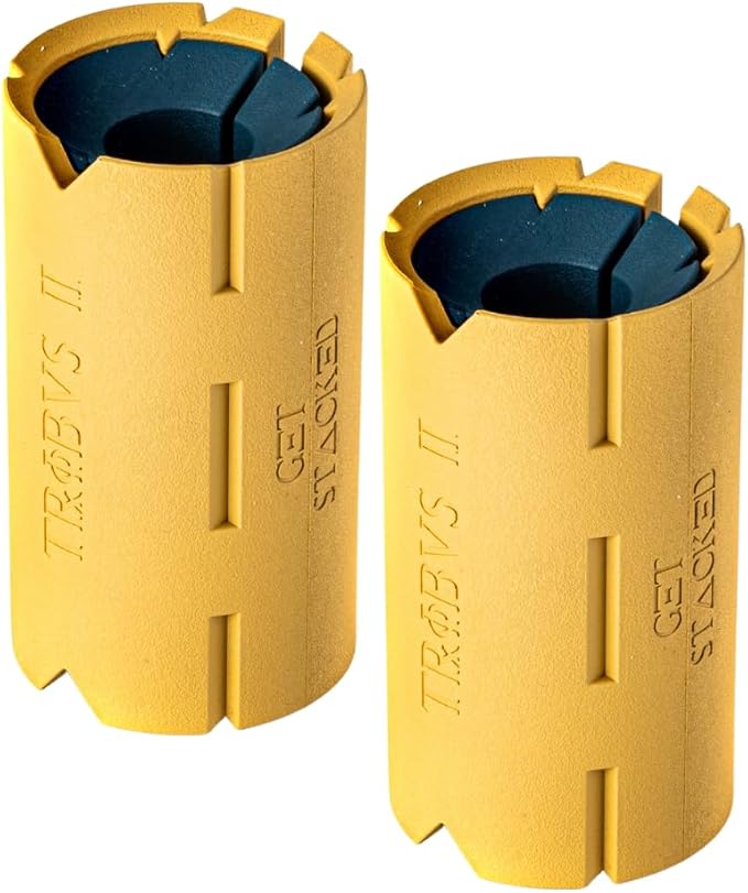 Tribus - Thick Grips for Dumbbells and Barbells, 2.05" & 2.44" Thick Dumbbell Grips for Men and Women, Extreme Arm & Forearm Builder Grip Strength, Barbell Grip for Weight Lifting