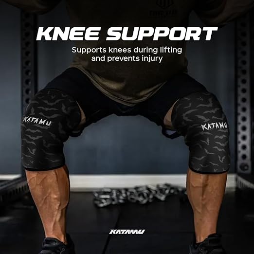 Katamu Premium Weightlifting, Powerlifting, Squats, Athletic and Fitness Knee Support Sleeve | Knee Sleeve for Men and Women | Batman, XL