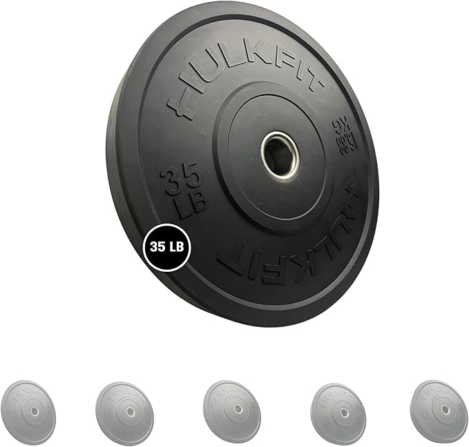 HulkFit 2-inch Sport Series Olympic Weight Plates Bumper Plates for Barbell Weightlifting Strength Training with Shock Absorbing Low Bounce Technology - Black & Multicolor