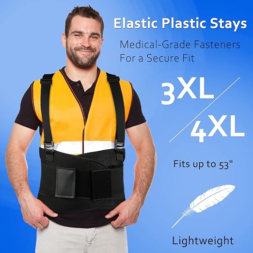Back Brace Lumbar Back Support Belt for Women and Men - Lower Back Pain Relief - Heavy Lifting Support with Removable Adjustable Belt for Moving and Warehouse,XL/2XL(37"-45")